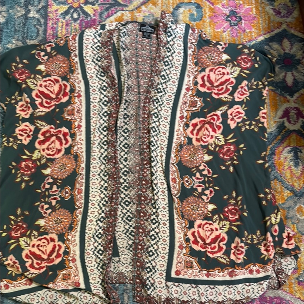 Angie Multicolor Patterned Kimono Floral 2x